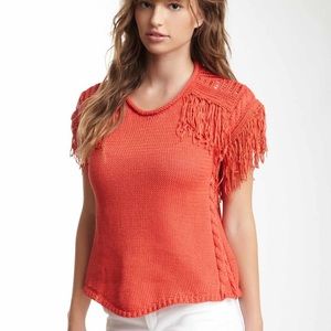 Cute! Orange 🧶Fringe knit sweater!